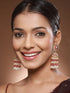 Gold Plated Red AD Pearl Beaded Contemporary Long Jhumka Earrings