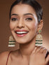 Gold Plated Green Zircon Pearl Beaded Contemporary Jhumka Earrings