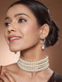 Pearl Beaded 7 Layered Minimal Luxe Choker with AD Earrings Jewellery Set