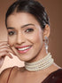 Pearl Beaded 7 Layered Minimal Luxe Choker with AD Earrings Jewellery Set