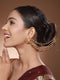 Gold Plated Multi Strand Layered Pearl Beaded Peacock Design Matil Ear Chain Earrings