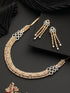 Gold Polished White CZ Studded contemporary Jewellery set