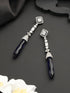 Silver Plated Blue AD Studded Drop statement Earrings