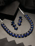 Silver Plated Blue CZ studded Minimal Jewellery Set