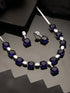 White Rhodium Blue CZ Studded Luxe Statement Jewellery Set