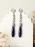 Silver Plated Blue AD Studded Drop statement Earrings