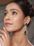 Rhodium Green Zircon Long Dangler Luxe Designer Earrings