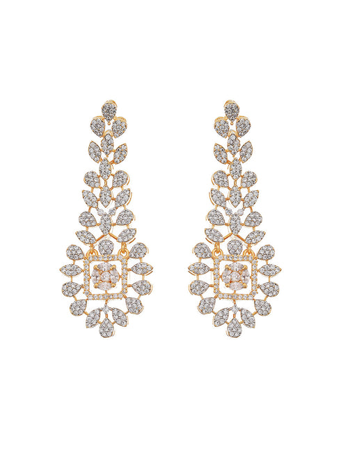 Gold Toned White CZ Studded designer Jewellery Set