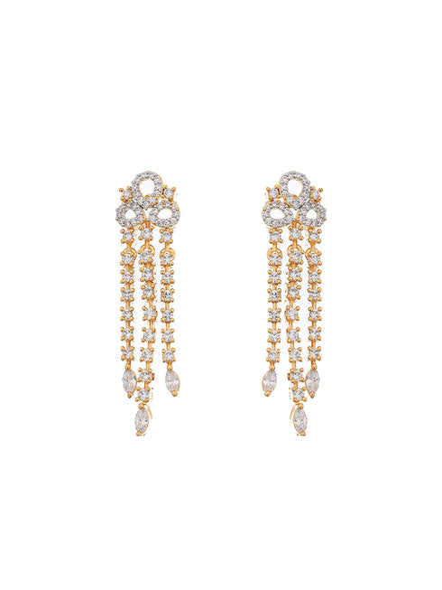 Gold Polished White CZ Studded contemporary Jewellery set