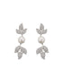 Silver Plated C Z Studded Pearl Floral Statement Jewellery Set