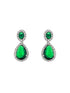 Rhodium Plated green CZ Studded Single Line Minimal Jewellery Set