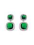 White Rhodium Plated Green CZ Studded Designer Jewellery Set