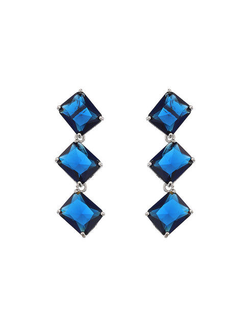 Silver Plated Blue CZ studded Minimal Jewellery Set