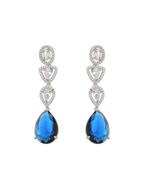 Silver Plated Pear Shaped CZ Studded luxe Minimal jewellery Set