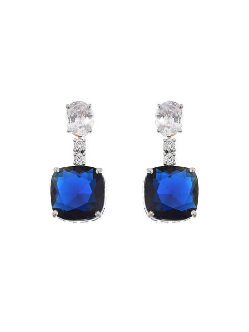 White Rhodium Blue CZ Studded Luxe Statement Jewellery Set