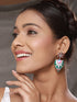 Oxidised Silver Toned Red & Green Handpainted Chandelier Minimal Earring