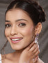 Silver Plated Red Cubic Zircon & Pearl Beaded Luxe Floral Dangler Earring