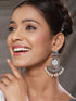 Oxidised Silver Toned AD Stone Studded Minimal Chandbali Chandelier Earrings