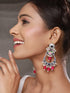 Silver Oxidised Pearl Beaded Hand Painted Crescent Chandbali Earrings