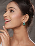 Silver Toned Green Turquoise Minimal Officewear Studds Earrings