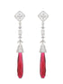 Silver Plated Red AD Studded Designer Dangler Earrings