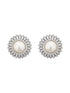 Silver Plated CZ Studded Pearl minimal Studs Earrings