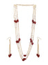 Gold Plated Red Pearl Maala Necklace Jewellery Set