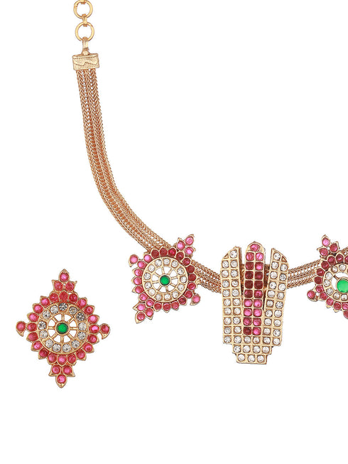 Gold Plated Lord Tirupati Balaji Symbol Chain Jewellery Set