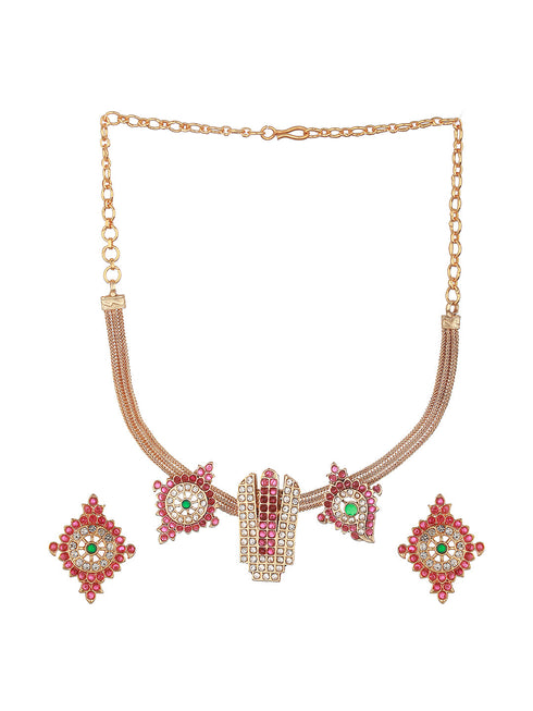 Gold Plated Lord Tirupati Balaji Symbol Chain Jewellery Set