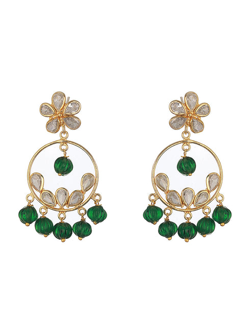 Gold Plated Green AD Chandbali Delicate Earring