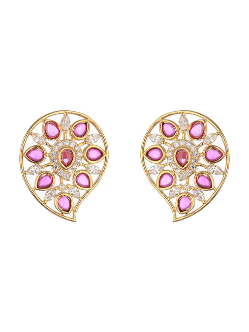 Gold Plated Red Kemp Mango Minimal Studds Earrings