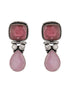 Silver Plated Pink Stone Statement Minimal Drop Earring