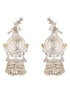 Silver Oxidised Kundan Studded Pearl Beaded Fusion Statement Light Weight Large Jhumka Earring