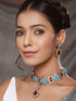 Victorian Polish Maroon & Turquoise Kundan Studded Floral Necklace Jewellery Set