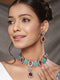 Victorian Polish Maroon & Turquoise Kundan Studded Floral Necklace Jewellery Set