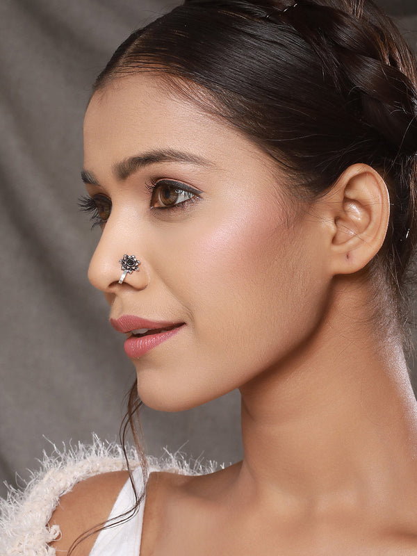 Oxidised Silver Plated Trendy Minimal Combo Clip on Nose Ring Nath