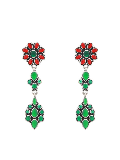 Yellow stone studded Drop Earrings
