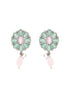 Oxidised Green Stone Studded & Pink Pearl beaded Pendant Jewellery Set