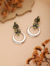 Silver Plated Peridot Green Crystal Handcrafted Modern Chandelier Designer Earring