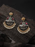 Dual Toned Red Stones Studded & Pearl Beaded Handcrafted Designer Light Weight Chandbali Dangler earrings