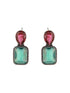 Silver Plated Red & Green AD Minimal Luxe Drop Earrings