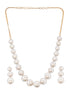 Gold Toned Pearl Beaded Designer Minimal Necklace Jewellery Set