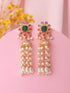 Gold plated Red Green AD Pearl Lightweight Jhumka Earrings
