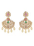 Gold Plated CZ Studded Floral Necklace Jewellery Set