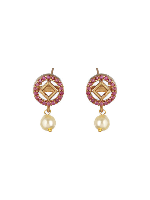 Gold toned Zircon Studded Geometric Minimal Jewellery Set