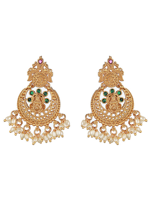Gold Plated Zircon Studded Lakshmi Ji Necklace Jewellery set