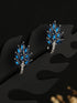 White Rhodium Blue AD Studded Minimal Studs Earrings