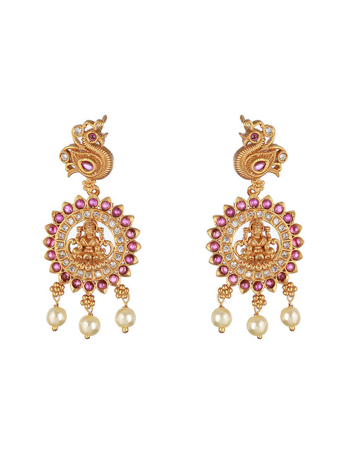 Gold Plated Kempo Studded Goddedd Lakshmi Temple Choker Jewellery Set