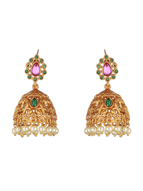 Gold plated Zircon Studded Peacock Motif Choker Jewellery Set