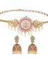 Gold Plated CZ Studded Floral Peacock Choker Jewellery Set